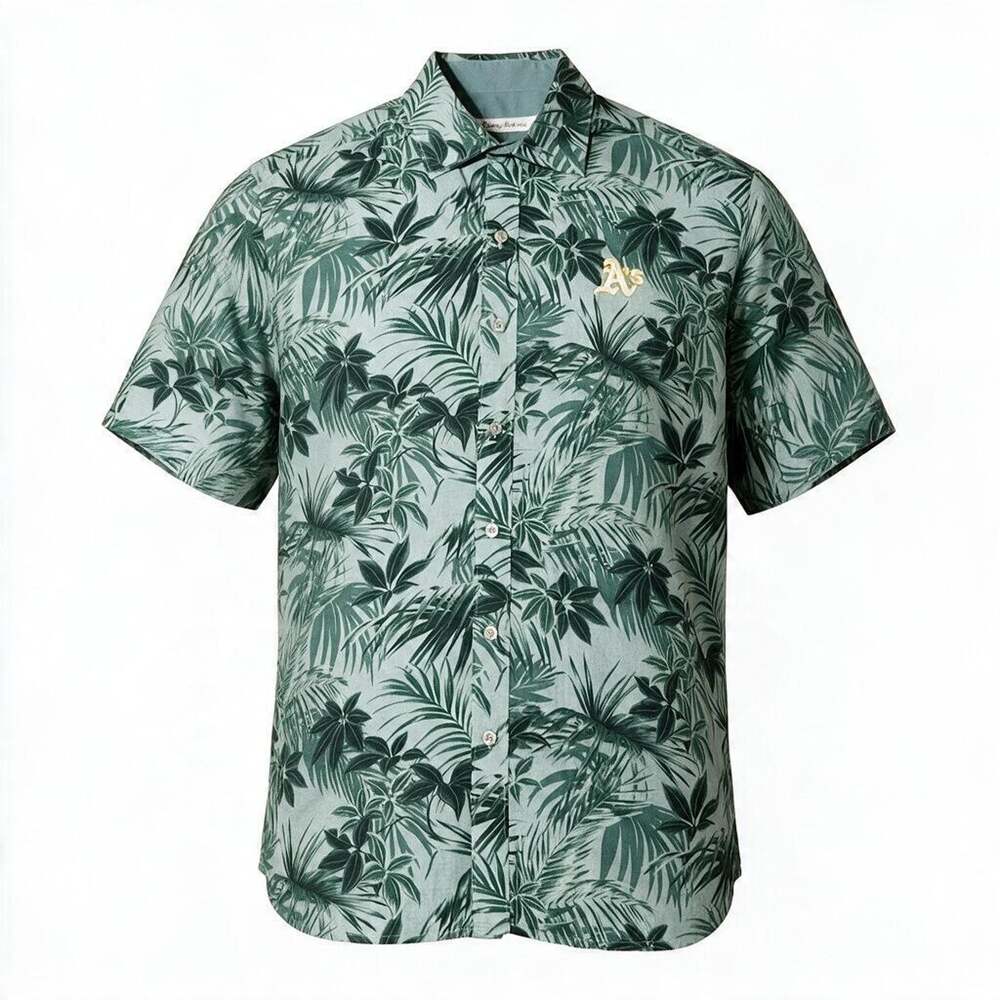 Athletics A’s Tommy Bahama MLB Men’s Medium Green Hawaiian Aloha Camp Shirt